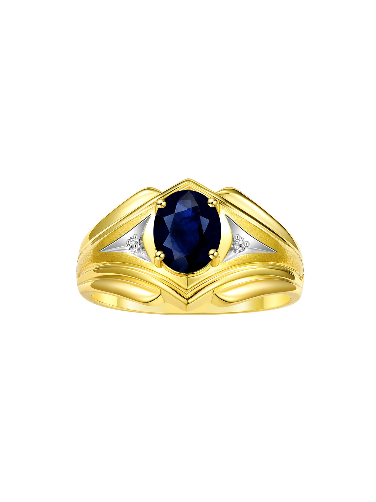 RYLOS Men's Rings 14K Yellow Gold Rings Classic Designer Style 9X7MM Oval Gemstone & Diamond Ring Color Stone Birthstone Rings For Men Sizes 8-13