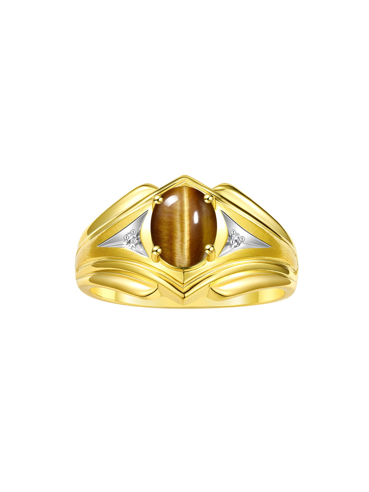 RYLOS Men's Rings 14K Yellow Gold Rings Classic Designer Style 9X7MM Oval Gemstone & Diamond Ring Color Stone Birthstone Rings For Men Sizes 8-13