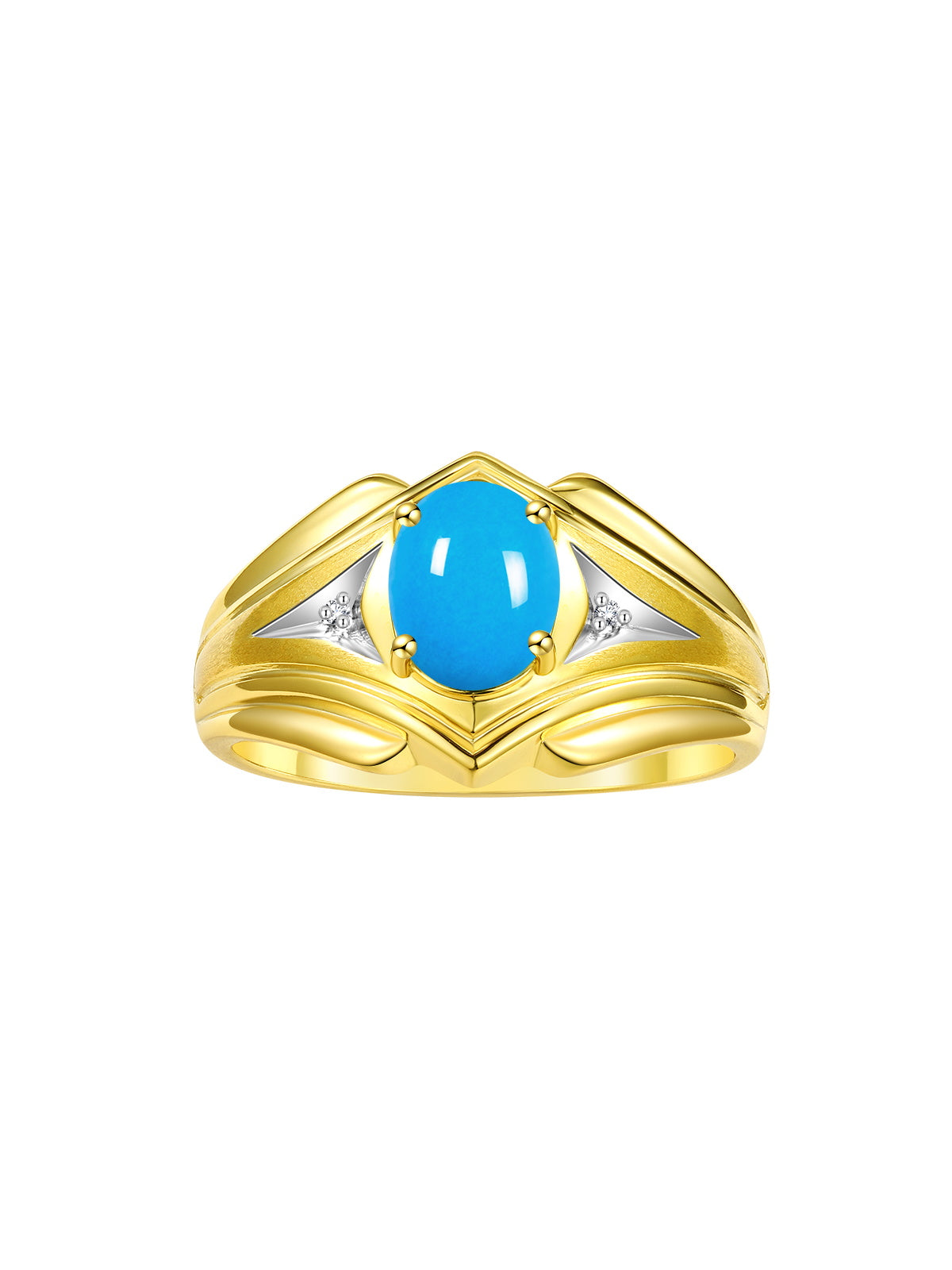 RYLOS Men's Rings 14K Yellow Gold Rings Classic Designer Style 9X7MM Oval Gemstone & Diamond Ring Color Stone Birthstone Rings For Men Sizes 8-13