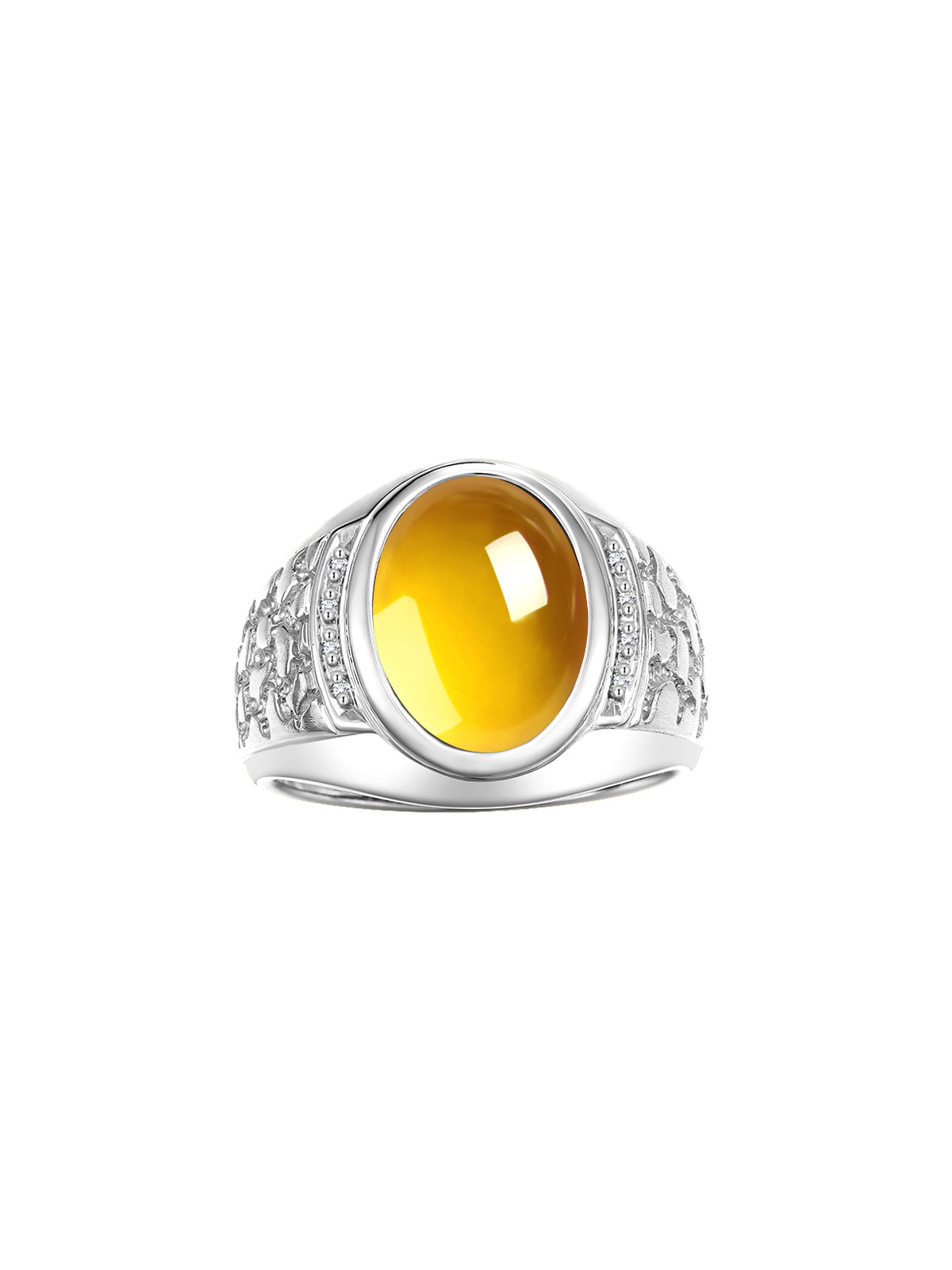 RYLOS Men's Nugget Ring in Sterling Silver Cabochon Gemstone and Diamonds in Sizes 8-13.