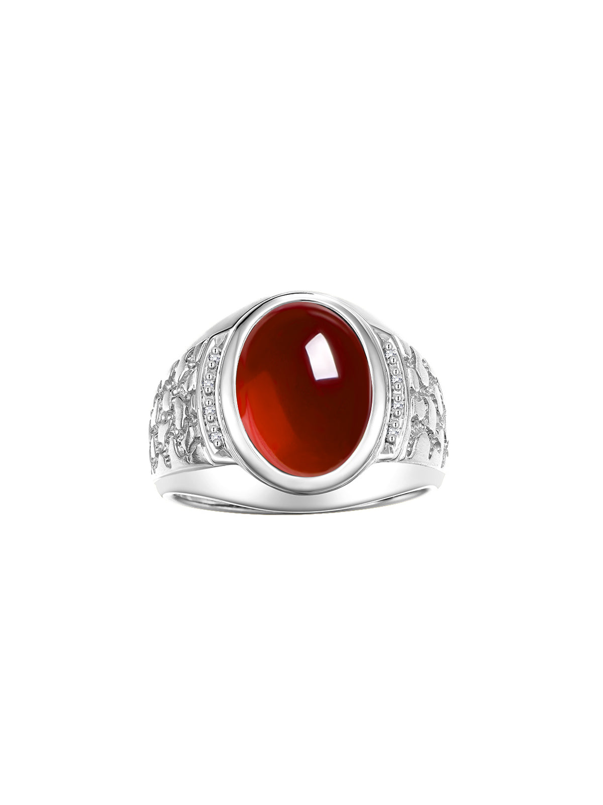 RYLOS Men's Nugget Ring in Sterling Silver Cabochon Gemstone and Diamonds in Sizes 8-13.