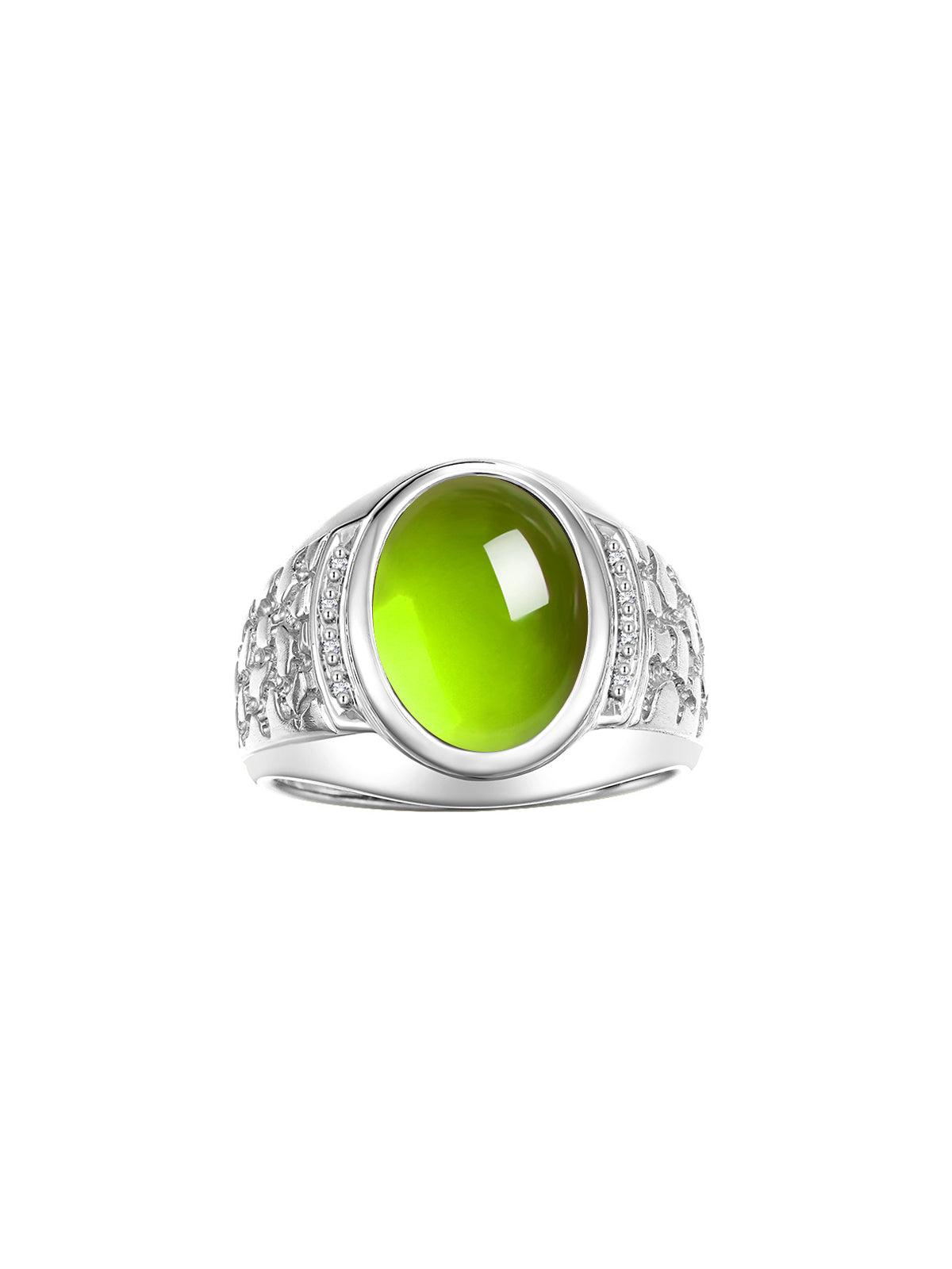 RYLOS Men's Nugget Ring in Sterling Silver Cabochon Gemstone and Diamonds in Sizes 8-13.