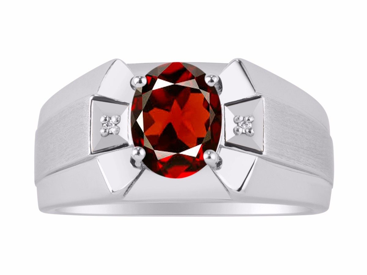RYLOS Men's Sterling Silver Ring Classic Designer Style with 9x7MM Oval Gemstone & Diamonds, Birthstone Rings in Sizes 8-13