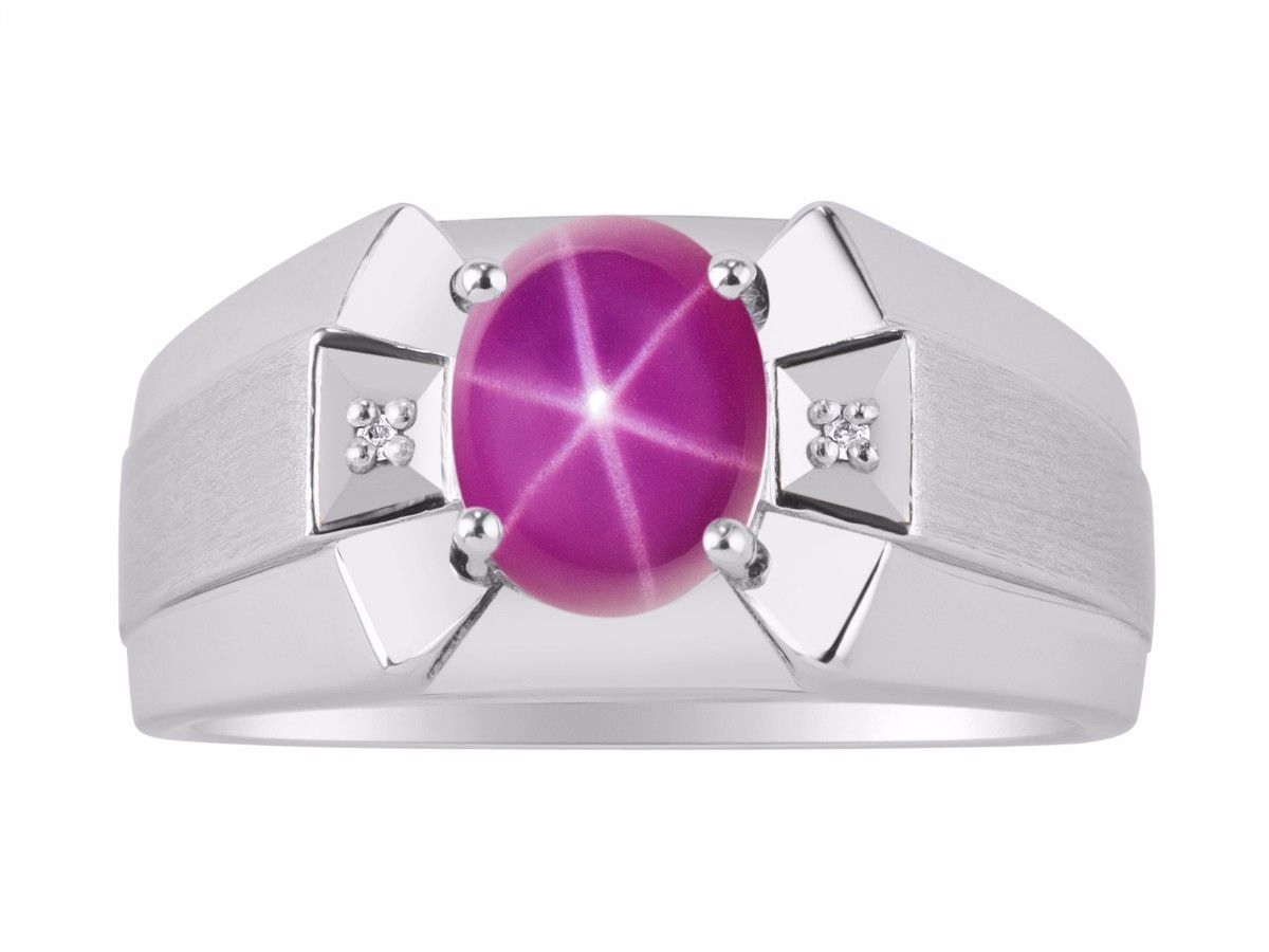 RYLOS Men's Sterling Silver Ring Classic Designer Style with 9x7MM Oval Gemstone & Diamonds, Birthstone Rings in Sizes 8-13