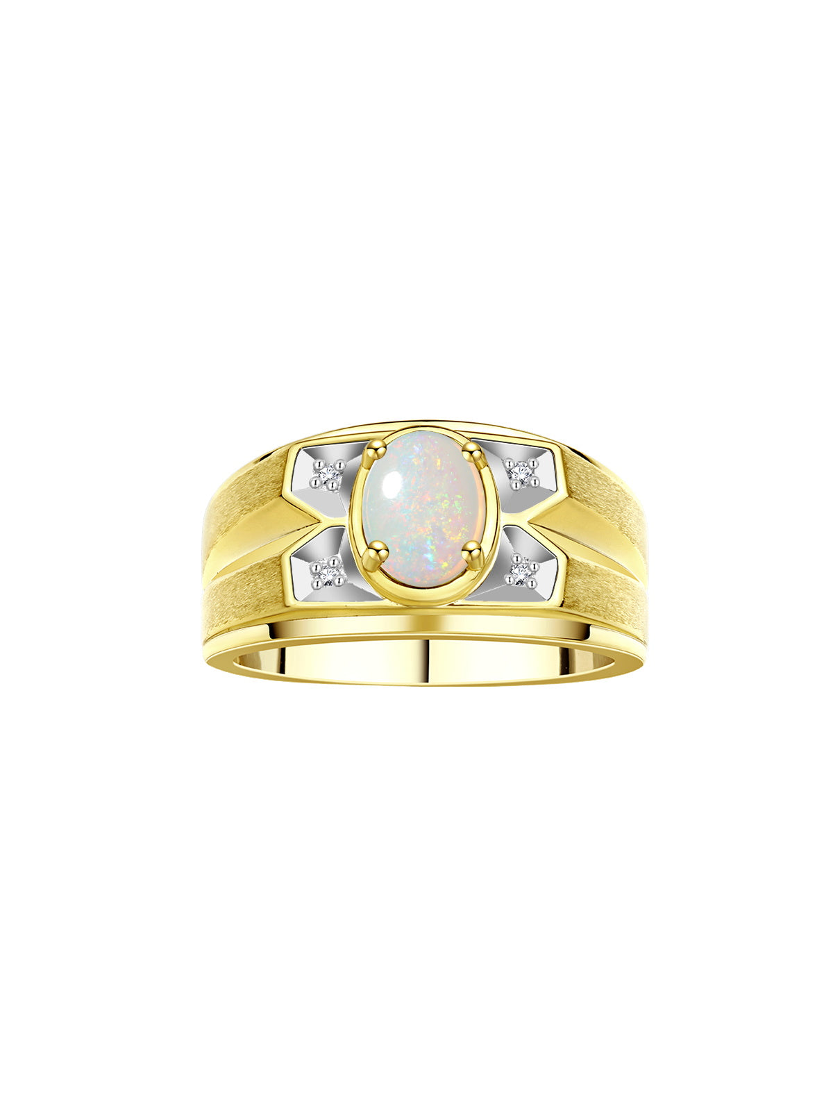 RYLOS Men's Rings Yellow Gold Plated Silver Classic Designer 8X6MM Oval Gemstone & Diamond Ring - Color Stone Birthstone Rings for Men, Sizes 8-13. Mens Jewelry