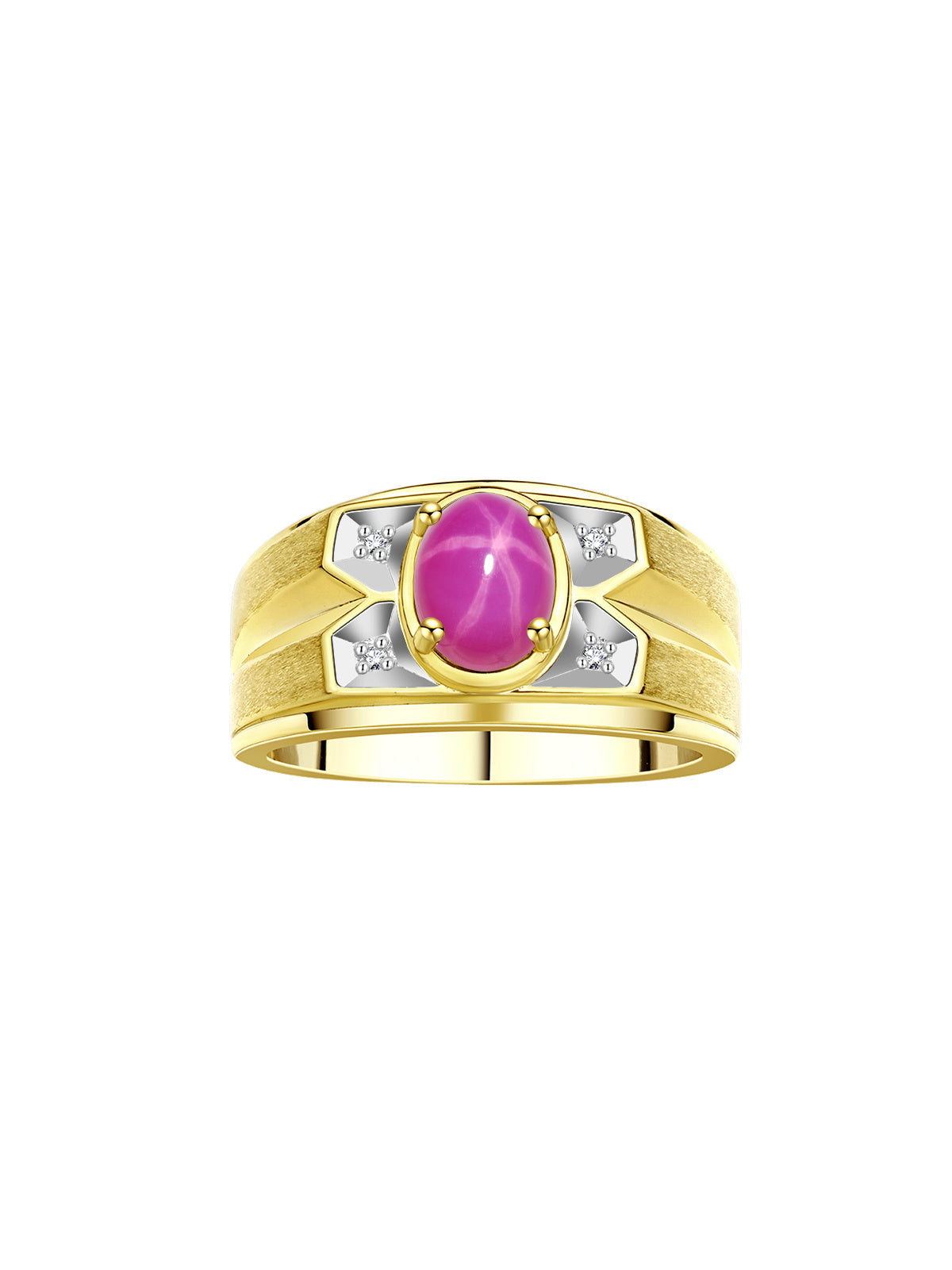 RYLOS Men's Rings Yellow Gold Plated Silver Classic Designer 8X6MM Oval Gemstone & Diamond Ring - Color Stone Birthstone Rings for Men, Sizes 8-13. Mens Jewelry