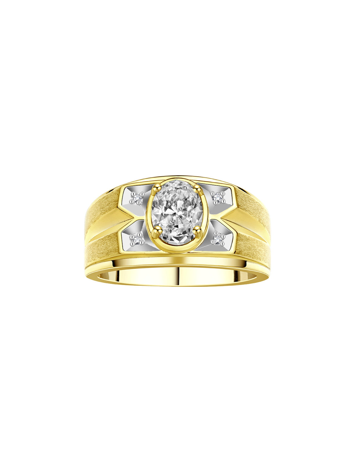 RYLOS Men's Rings 14K Yellow Gold Classic Designer 8X6MM Oval Gemstone & Diamond Ring - Color Stone Birthstone Rings for Men, Sizes 8-13. Mens Jewelry