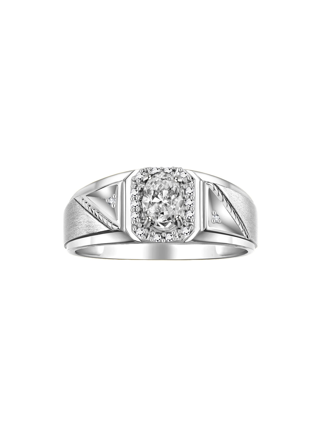 RYLOS Men's Rings Classic 7X5MM Oval Gemstone & Diamond Ring - Color Stone Birthstone Rings for Men, Sterling Silver Ring in Sizes 8-13. Unique Mens Jewlery