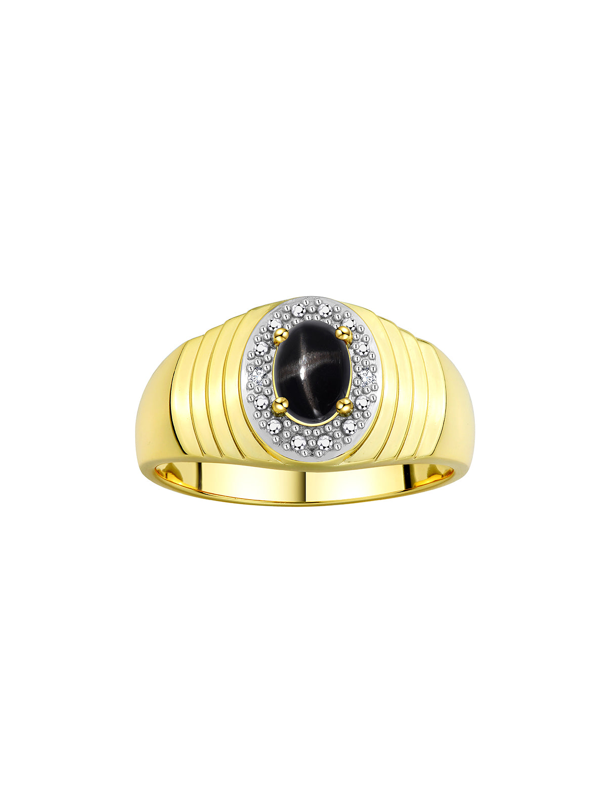 RYLOS Men's Rings Classic 7X5MM Oval Gemstone & Sparkling Diamond Ring - Color Stone Birthstone Rings for Men, Yellow Gold Plated Silver Ring in Sizes 8-13. Unique Mens Jewlery