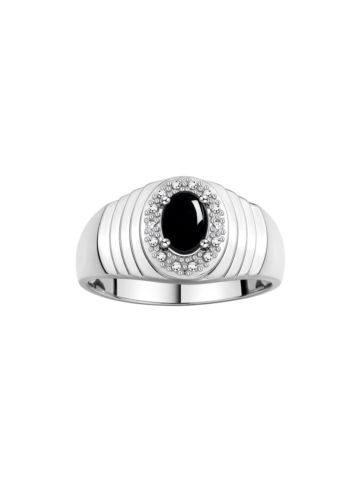 RYLOS Men's Rings 14K White Gold Classic 7X5MM Oval Gemstone & Diamond Designer Ring - Color Stone Birthstone Rings for Men, Sizes 8-13. Unique Men's Jewelry!