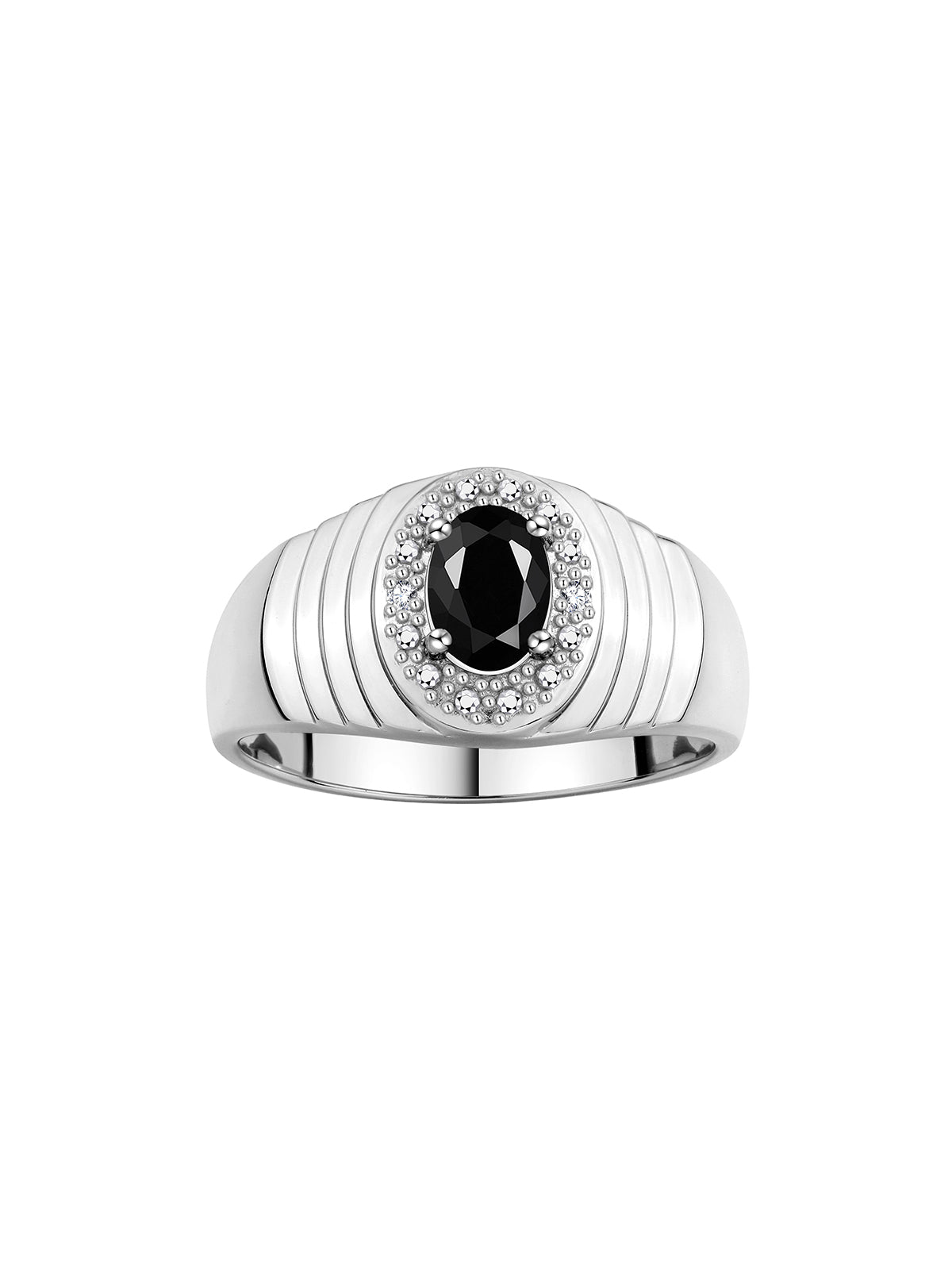 RYLOS Men's Rings Classic 7X5MM Oval Gemstone & Sparkling Diamond Ring - Color Stone Birthstone Rings for Men, Sterling Silver Ring in Sizes 8-13. Unique Mens Jewlery