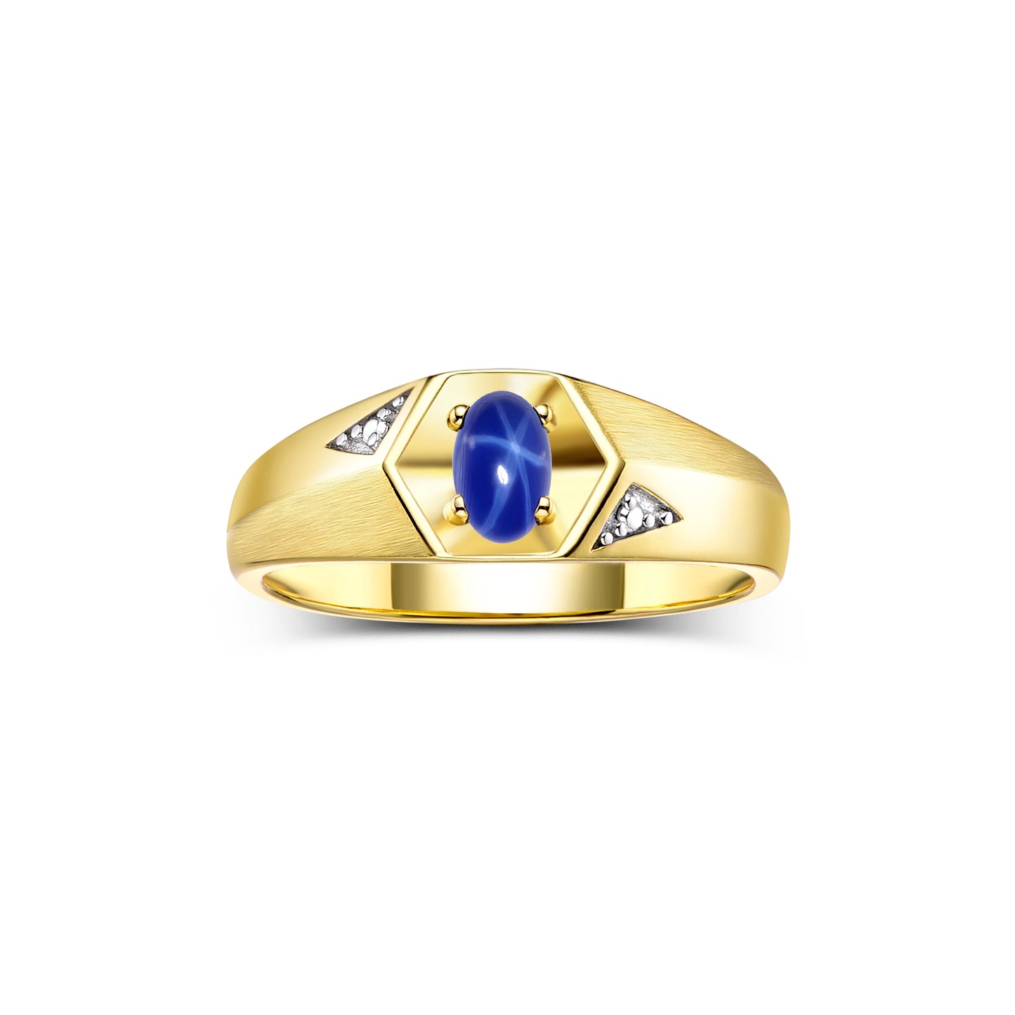 RYLOS Men's Yellow Gold Plated Silver Classic 6X4MM Oval Gemstone & Diamond Ring - Birthstone Elegance, Sizes 8-14