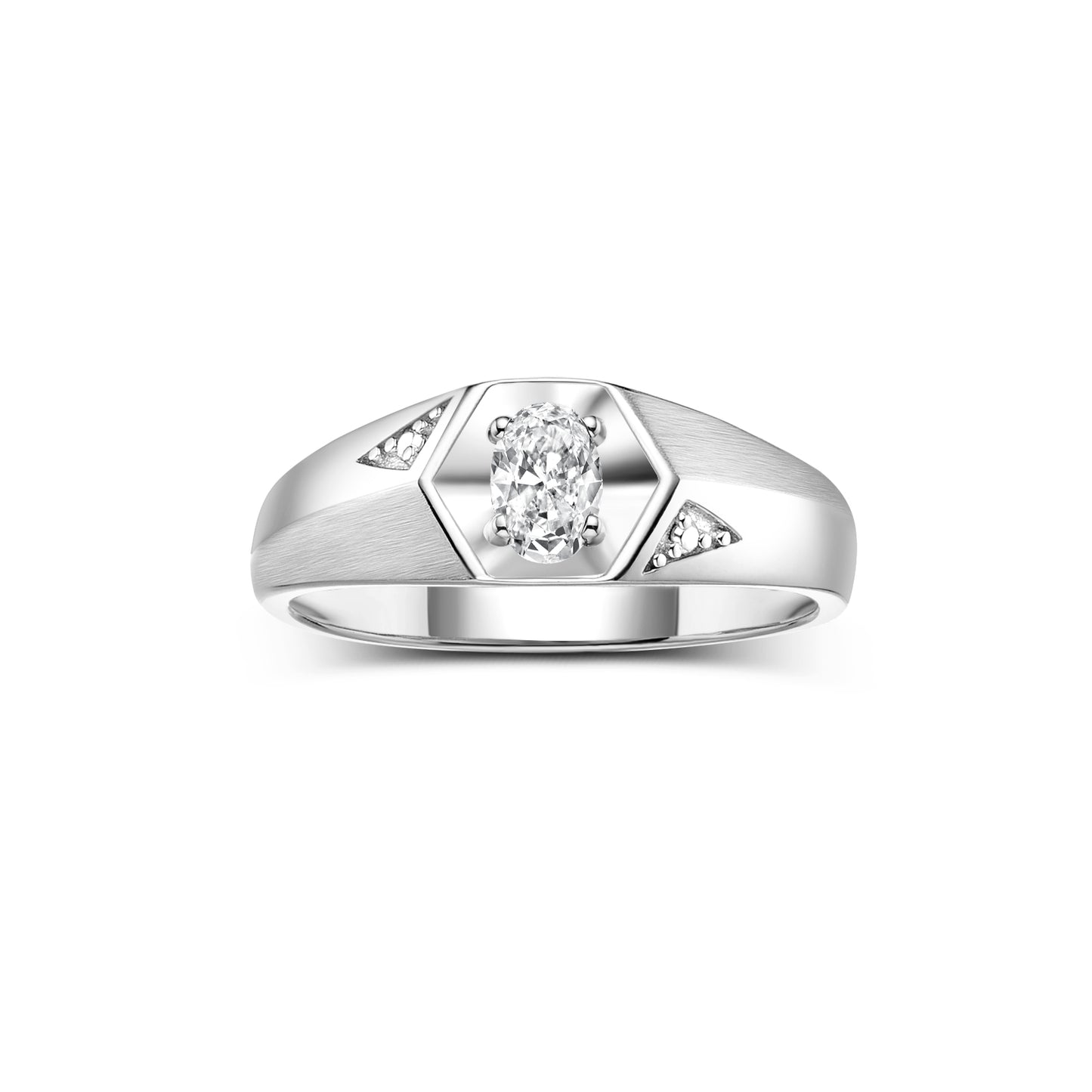 RYLOS Men's Sterling Silver Classic 6X4MM Oval Gemstone & Diamond Ring - Birthstone Elegance, Sizes 8-13