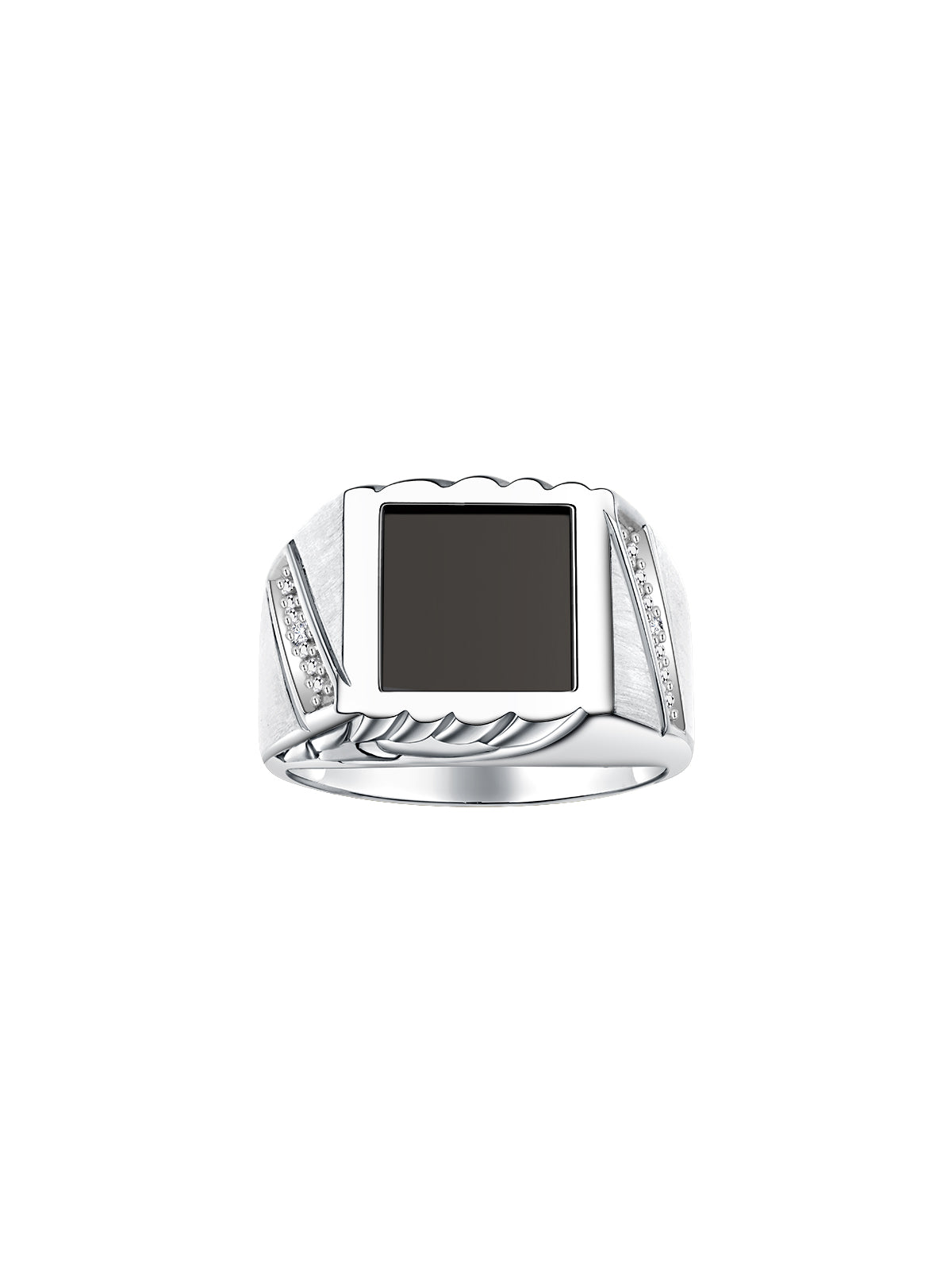 RYLOS Men's Rings 14K White Gold Ring With Diamonds and Black Onyx, Lucky Tiger Eye, or Colored Quartz - Unique Rings for Men, Sizes 8-13