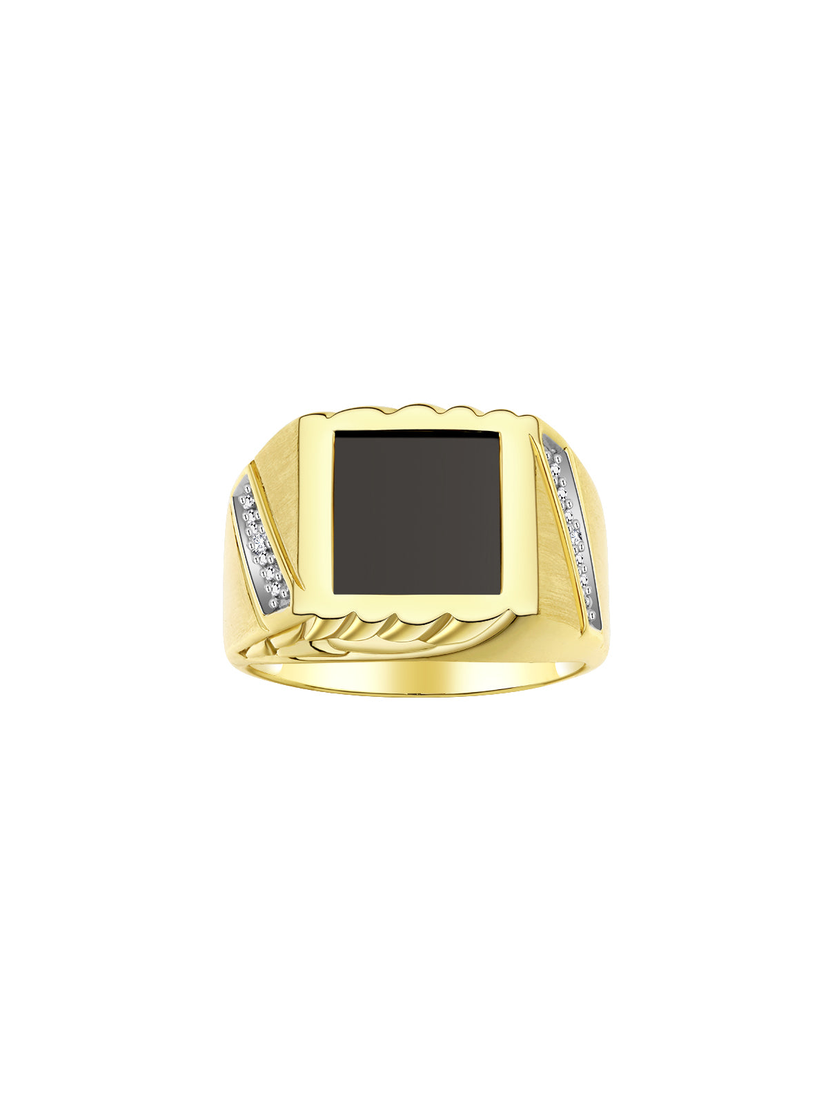 RYLOS Men's Rings 14K Yellow Gold Ring With Diamonds and Black Onyx, Lucky Tiger Eye, or Colored Quartz - Unique Rings for Men, Sizes 8-13