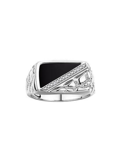 RYLOS Men's Rings With Diamonds and Black Onyx in Designer Nugget Style Sterling Silver Ring or Yellow Gold Plated Silver - Unique Rings for Men, Sizes 8-13.