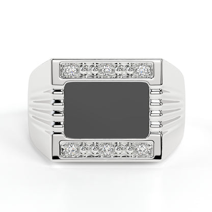 RYLOS Men's Rings Sterling Silver or Yellow Yellow Gold Plated Silver Designer Onyx Ring With Diamonds and  Black Onyx Rings For Men Sizes 8-13