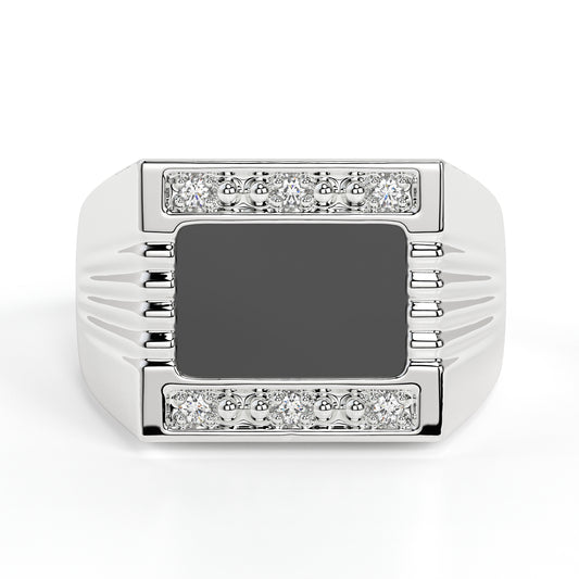 RYLOS Men's Rings Sterling Silver or Yellow Yellow Gold Plated Silver Designer Onyx Ring With Diamonds and  Black Onyx Rings For Men Sizes 8-13