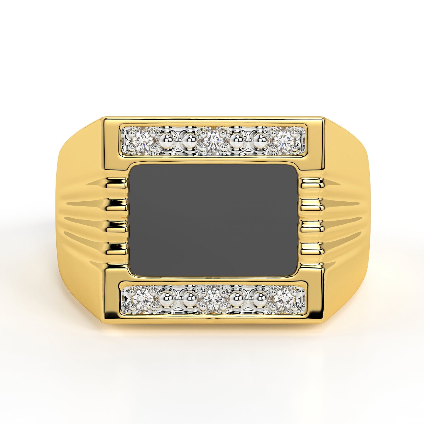 RYLOS Men's Rings Sterling Silver or Yellow Yellow Gold Plated Silver Designer Onyx Ring With Diamonds and  Black Onyx Rings For Men Sizes 8-13