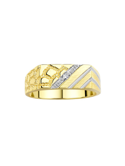 RYLOS Men's Rings Sterling Silver or Yellow Gold Plated Silver Classic 1/2 Nugget Design Ring with  eat Mens Jewelry Size 6-13