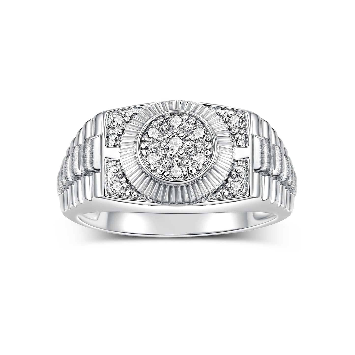 RYLOS Designer Ring, showcasing a dazzling 0.25 Carats of Diamonds set in premium Sterling Silver or Yellow Gold Plated Silver in Sizes 6-13