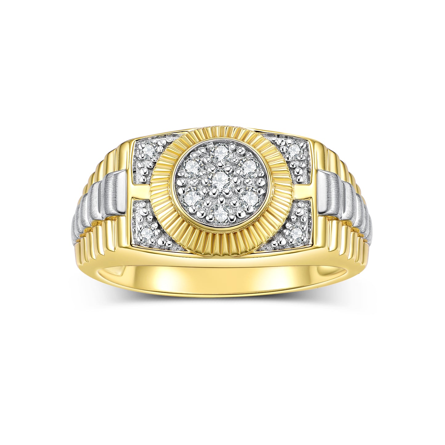 RYLOS Designer Ring, showcasing a dazzling 0.25 Carats of Diamonds set in premium Sterling Silver or Yellow Gold Plated Silver in Sizes 6-13