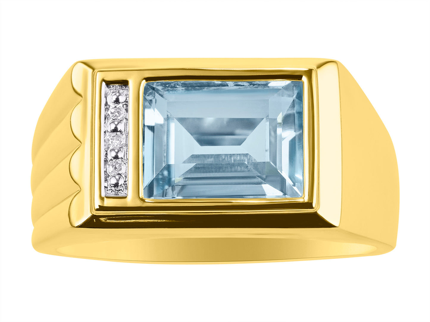 RYLOS Gorgeous Alexandrite, Aquamarine or Onyx in Solid 14K Yellow Gold Sizes 8-13