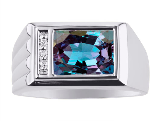 RYLOS Gorgeous Alexandrite, Aquamarine  or Onyx in Solid 14K White Gold Sizes 8-13