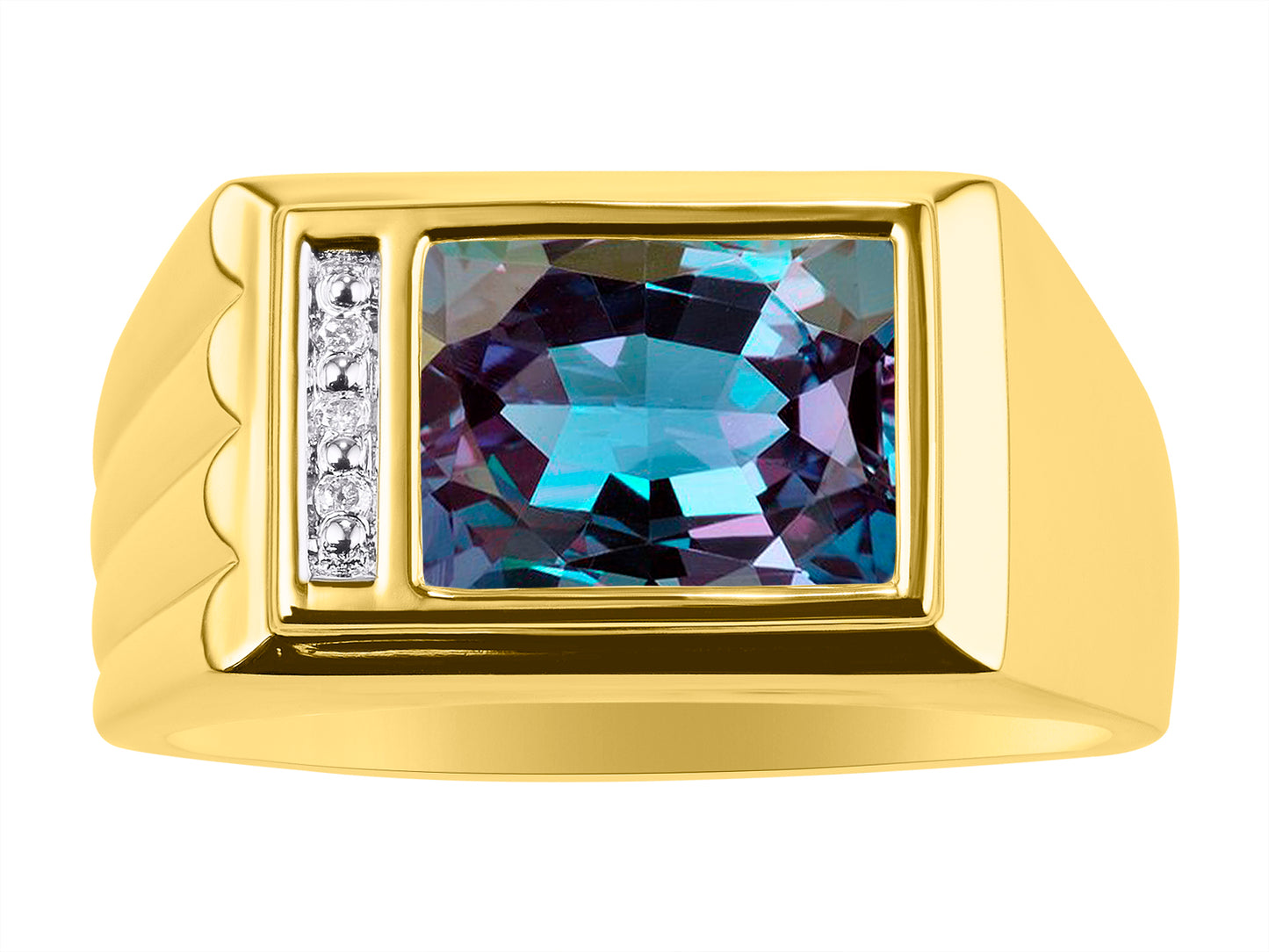 RYLOS Gorgeous Alexandrite, Aquamarine or Onyx in Solid 14K Yellow Gold Sizes 8-13