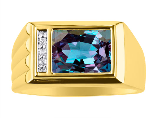 RYLOS Gorgeous Alexandrite, Aquamarine or Onyx in Solid 14K Yellow Gold Sizes 8-13