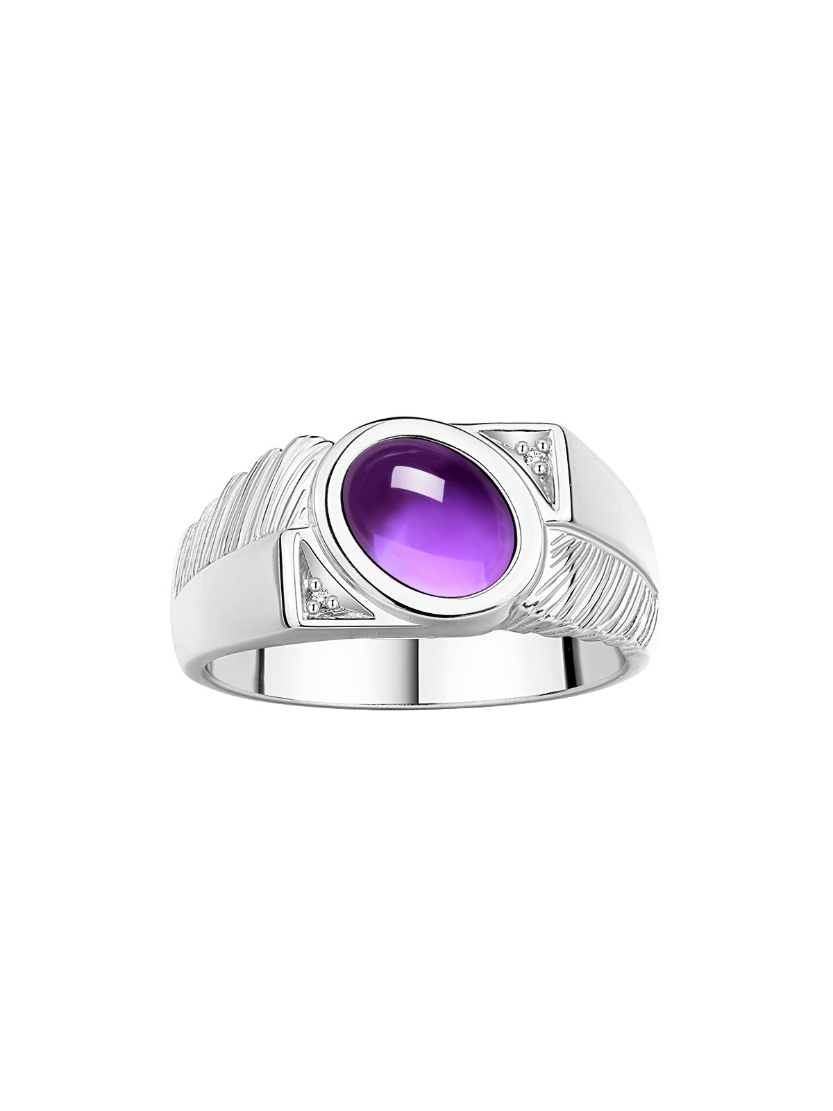 RYLOS Men's 14K White Gold Ring with Oval Cabochon Gem Stone & Diamonds, Sizes 8-13 - Elevate Your Style!