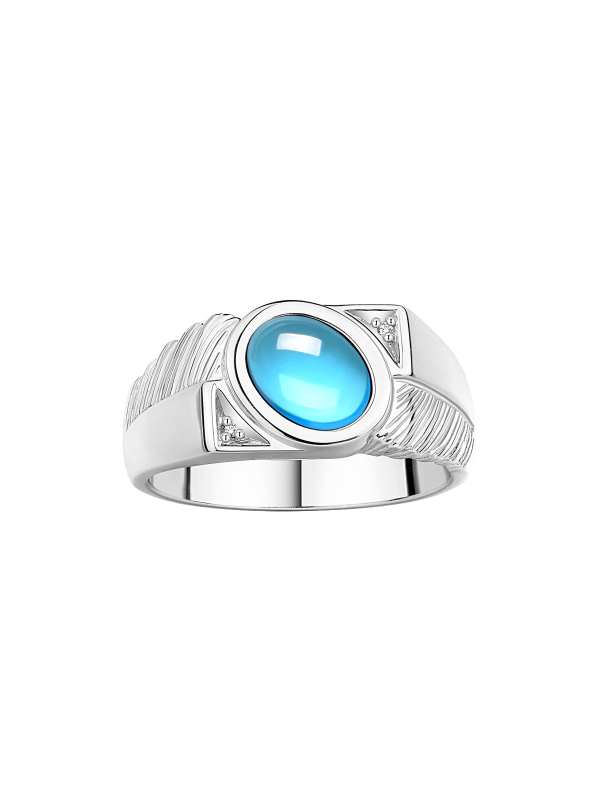 RYLOS Men's Sterling Silver Ring with Oval Cabochon Gem Stone & Diamonds, Sizes 8-13 - Elevate Your Style!