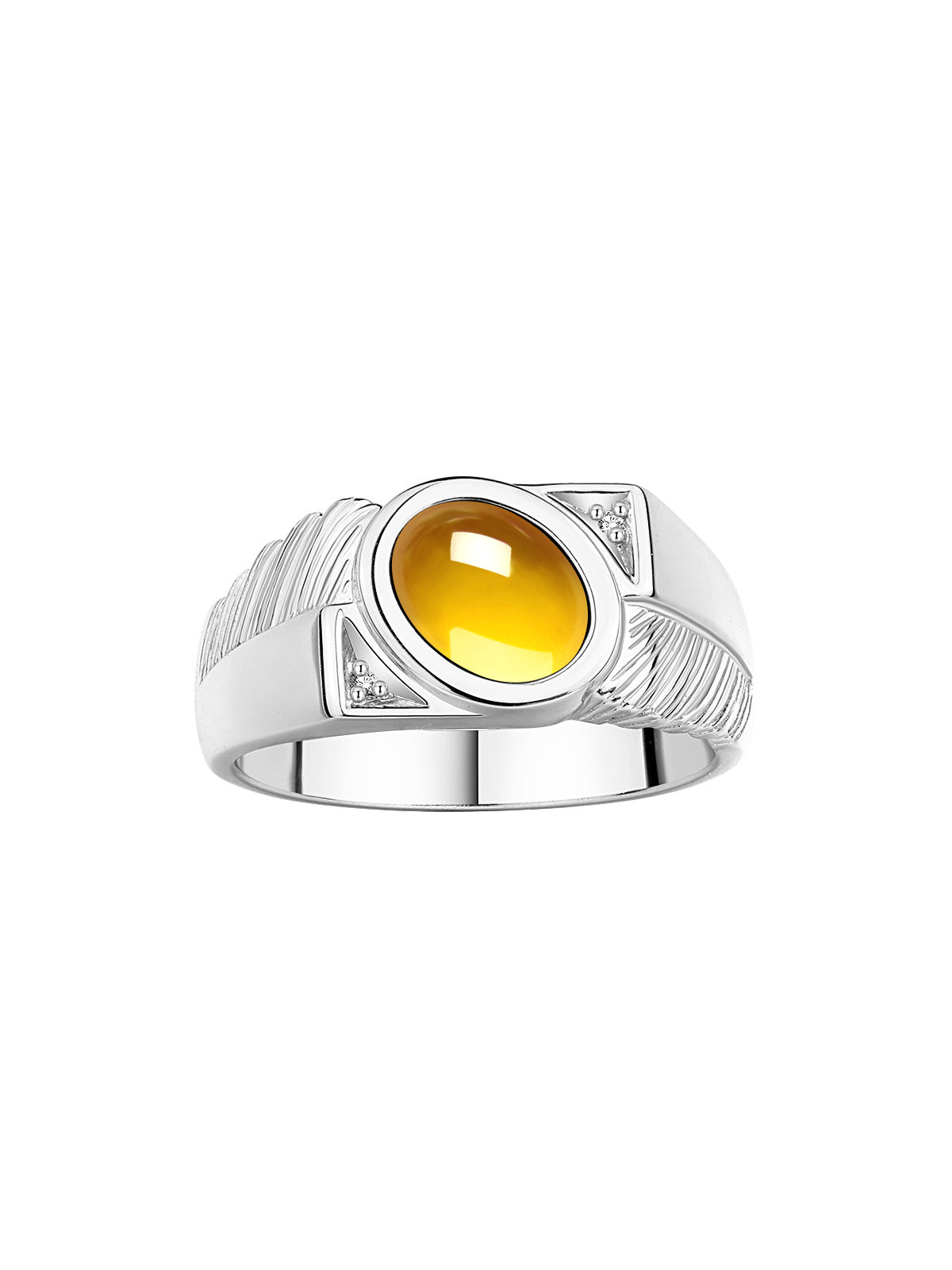 RYLOS Men's 14K White Gold Ring with Oval Cabochon Gem Stone & Diamonds, Sizes 8-13 - Elevate Your Style!