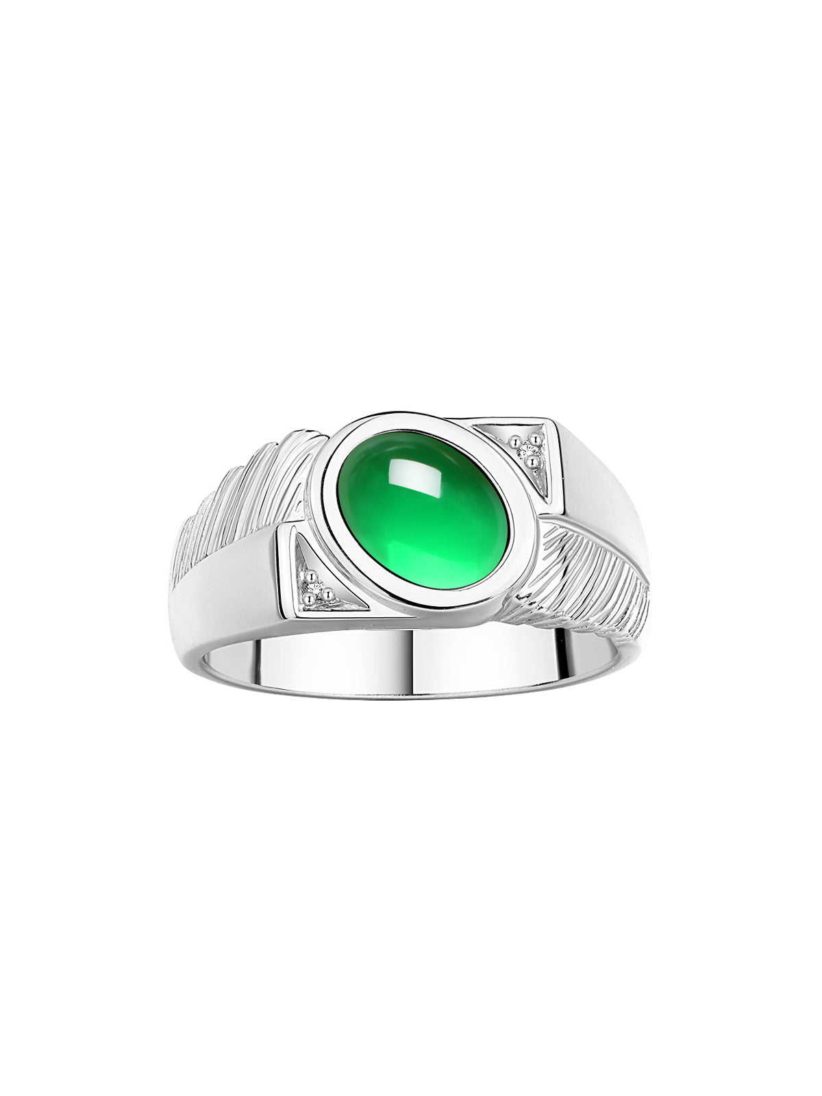RYLOS Men's 14K White Gold Ring with Oval Cabochon Gem Stone & Diamonds, Sizes 8-13 - Elevate Your Style!