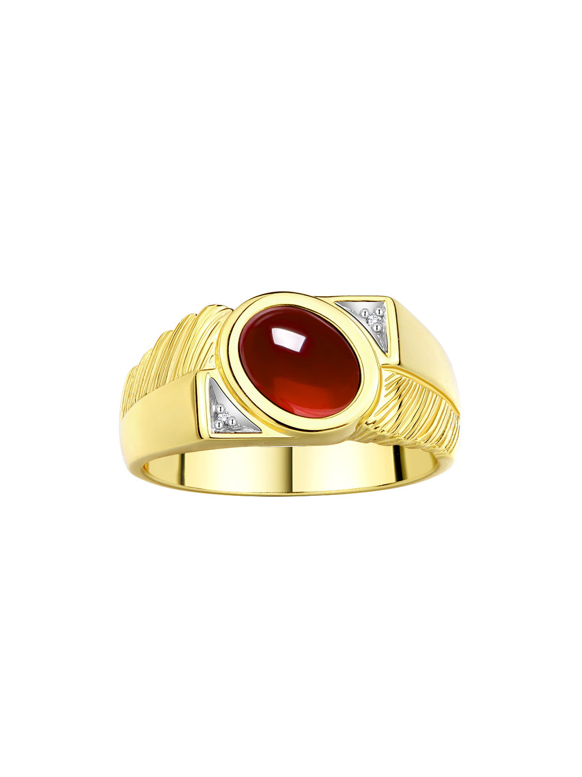 RYLOS Men's Yellow Gold Plated Silver Ring with Oval Cabochon Gem Stone & Diamonds, Sizes 8-13 - Elevate Your Style!