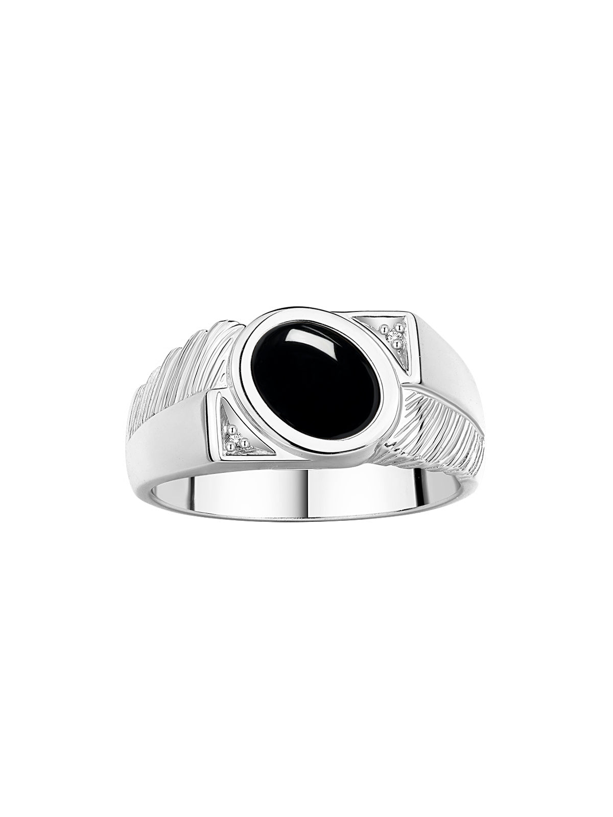 RYLOS Men's 14K White Gold Ring with Oval Cabochon Gem Stone & Diamonds, Sizes 8-13 - Elevate Your Style!