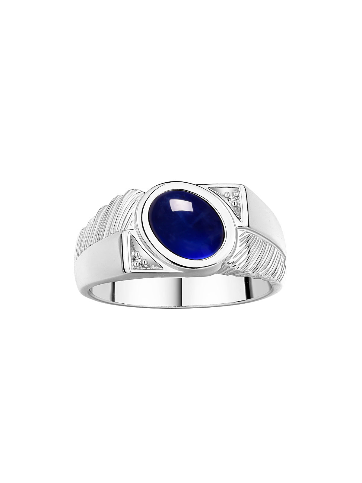 RYLOS Men's 14K White Gold Ring with Oval Cabochon Gem Stone & Diamonds, Sizes 8-13 - Elevate Your Style!