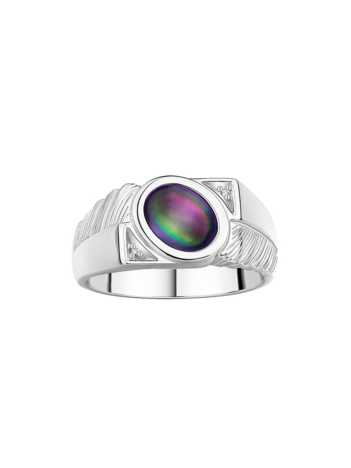 RYLOS Men's Sterling Silver Ring with Oval Cabochon Gem Stone & Diamonds, Sizes 8-13 - Elevate Your Style!