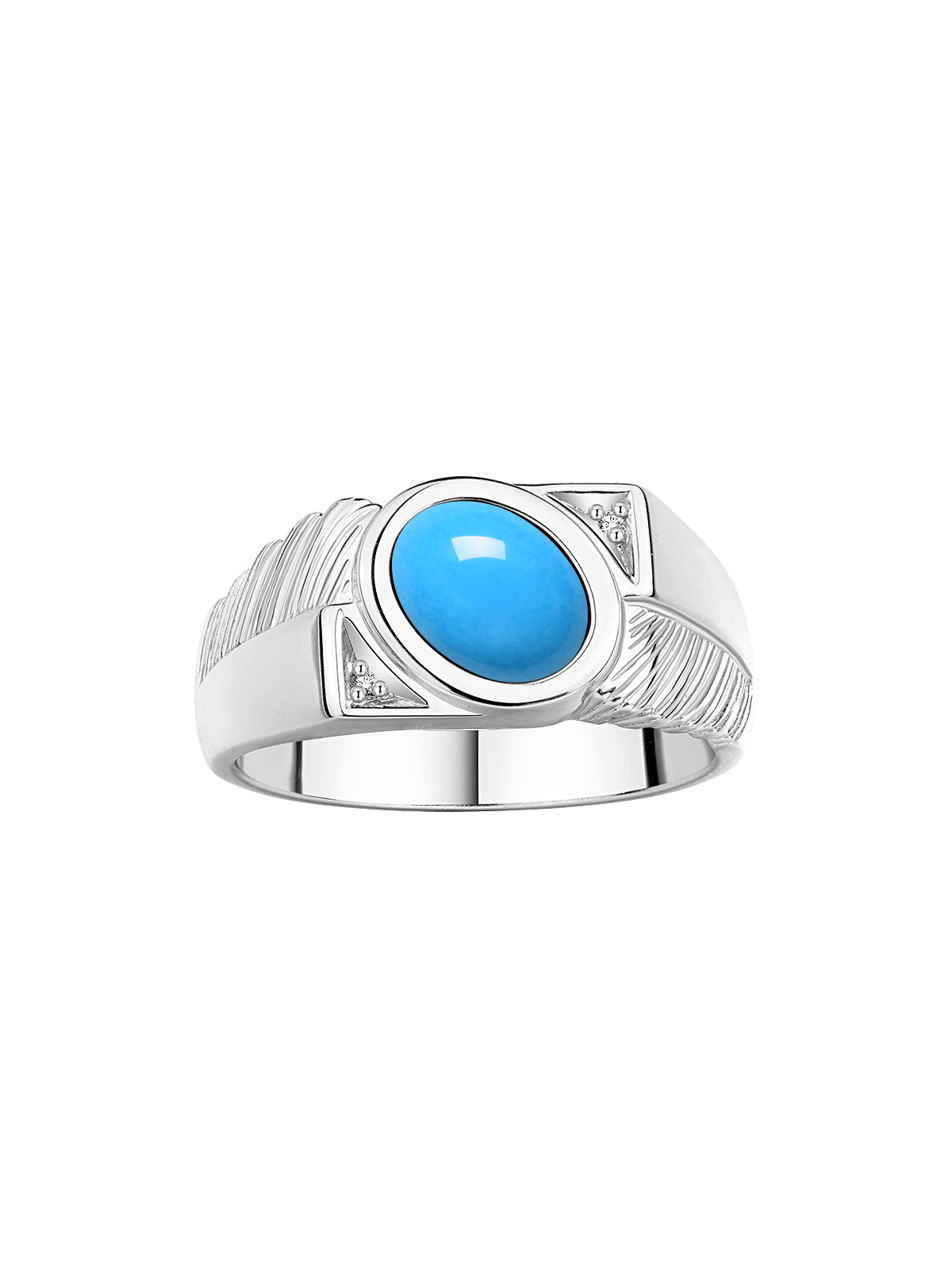 RYLOS Men's 14K White Gold Ring with Oval Cabochon Gem Stone & Diamonds, Sizes 8-13 - Elevate Your Style!