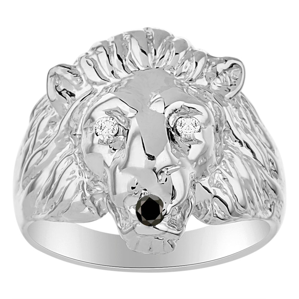 RYLOS Lion Head Ring with Color Stones in Eyes & Diamond in the Mouth – Fun Designer Rings in Sizes 8-13 in Sterling Silver