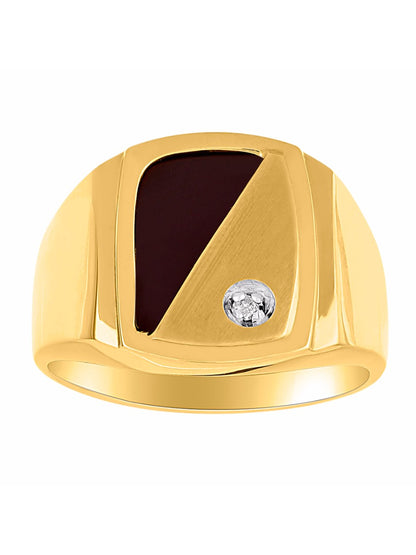 RYLOS Men's Rings 14K White Gold or 14K Yellow Gold Designer Onyx Ring With Diamonds and  Black Onyx Rings For Men Sizes 8-13