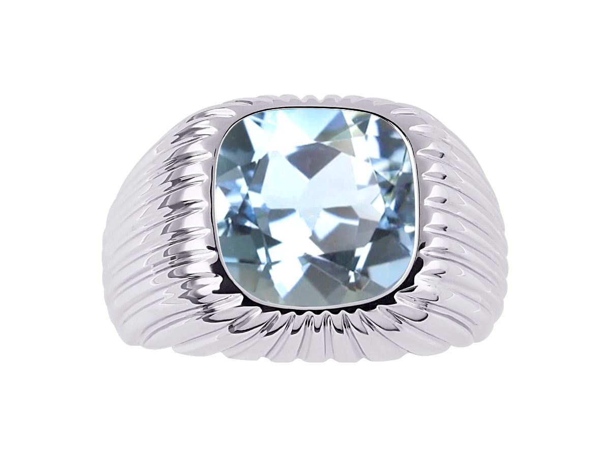 RYLOS Gorgeous 12MM Alexandrite Or Aquamarine in Solid Sterling Silver Sizes 8-13