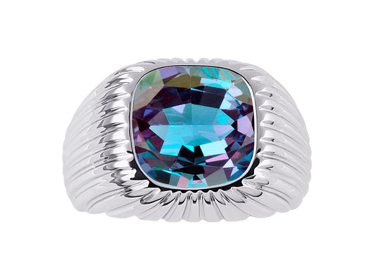 RYLOS Gorgeous 12MM Alexandrite Or Aquamarine in Solid Sterling Silver Sizes 8-13