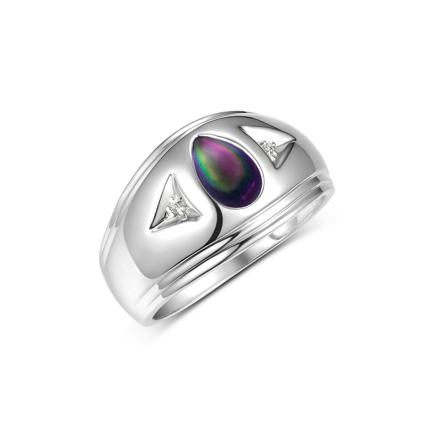 RYLOS Men's Pear-Shaped Tear Drop Cabochon Gemstone & Diamond Ring Set in Sterling Silver – Elegant Men's Jewelry in Sizes 8-13