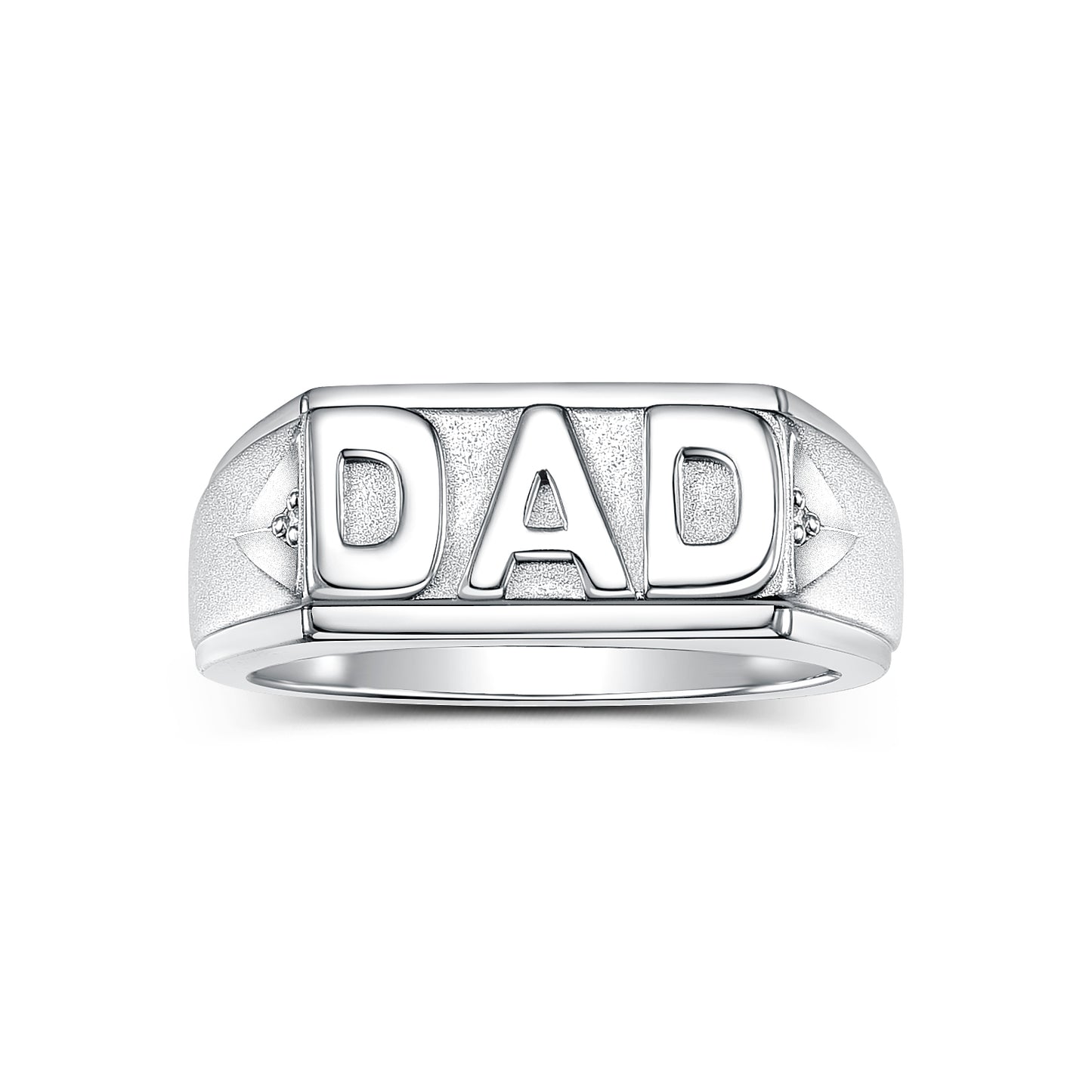Rylos Men's Classic DAD Ring, Sterling Silver or Gold Plated with Diamond Accents, Elegant Father’s Jewelry, Timeless Gift Ring for Dad, Stylish Men’s Silver Ring, Available in Sizes 6–13