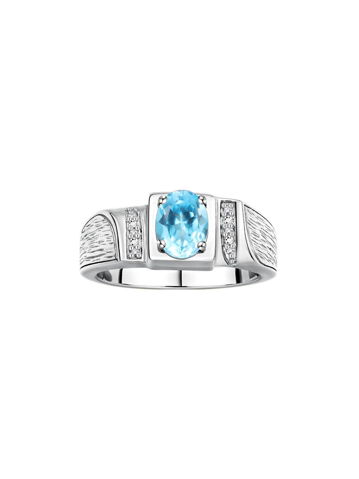 RYLOS Mens Rings Sterling Silver Classic Designer Diamond & 8X6MM Oval Gemstone & Diamond Ring Color Stone Birthstone Rings For Men, Men's Rings, Silver Rings, Sizes 8,9,10,11,12,13