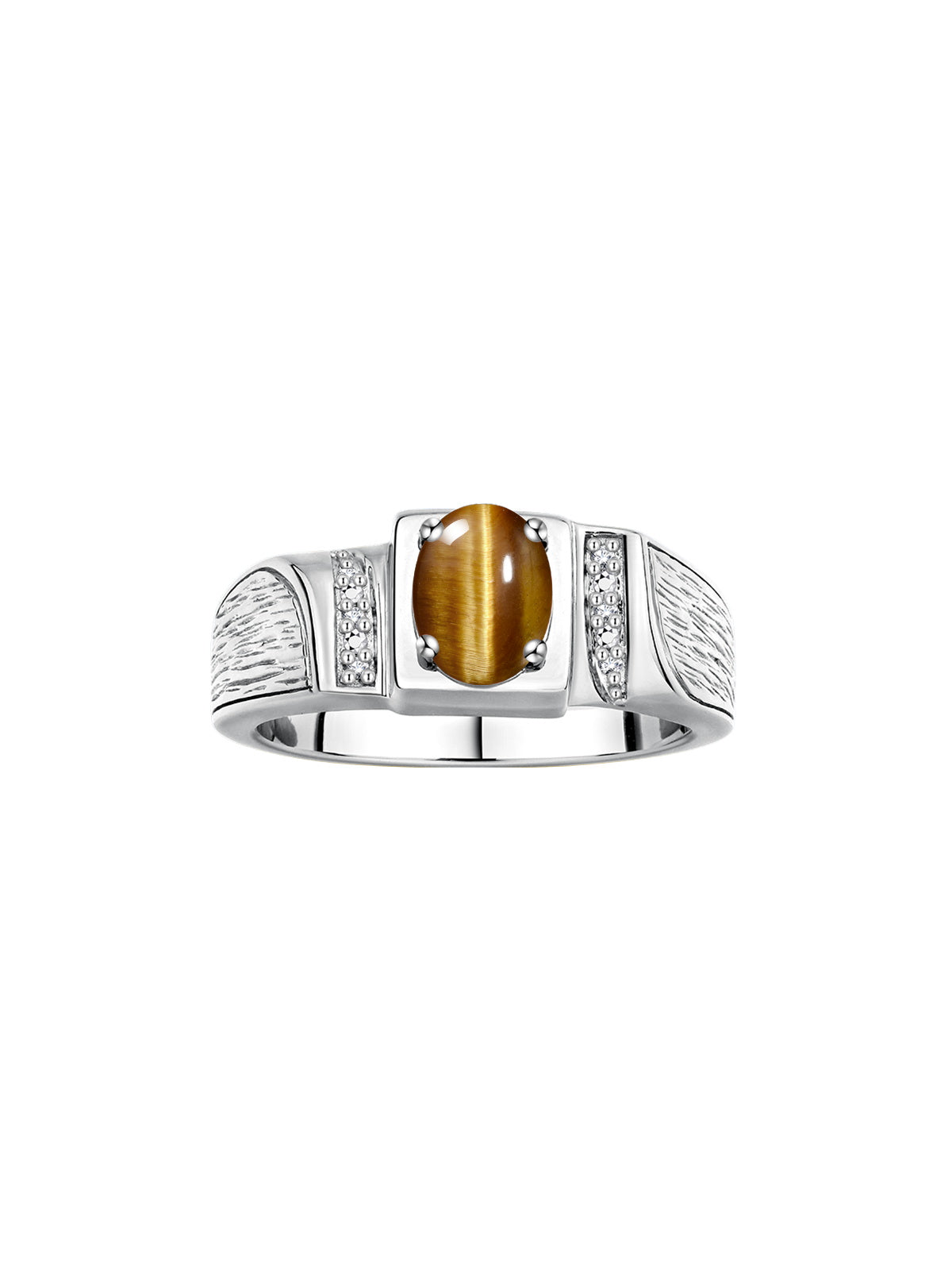 RYLOS Mens Rings Sterling Silver Classic Designer Diamond & 8X6MM Oval Gemstone & Diamond Ring Color Stone Birthstone Rings For Men, Men's Rings, Silver Rings, Sizes 8,9,10,11,12,13