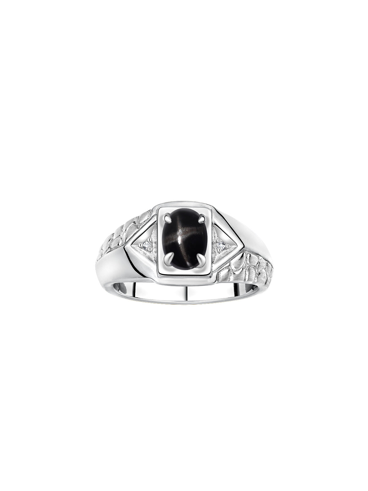 RYLOS Men's Sterling Silver Classic Designer Ring - 7X5MM Oval Gemstone & Sparkling Diamond - Birthstone Rings for Men - Available in Sizes 8 to 13