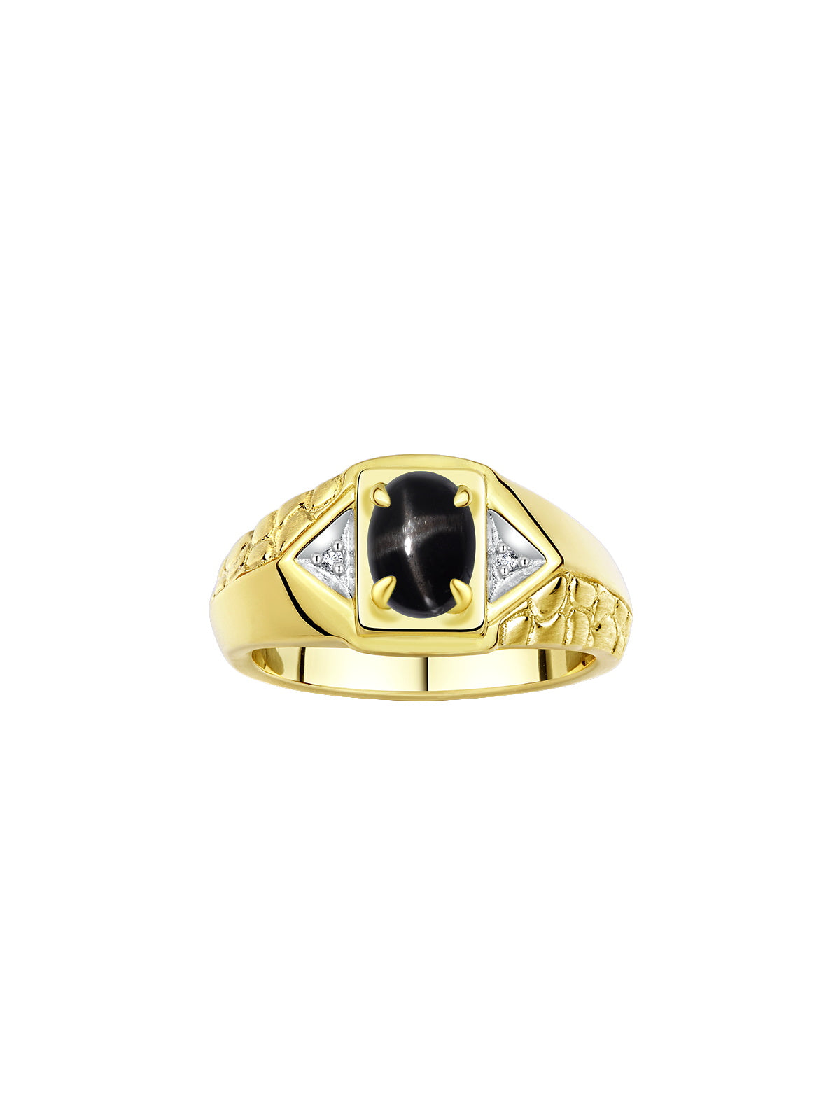 RYLOS Men's 14K Yellow Gold Classic Designer Ring - 7X5MM Oval Gemstone & Sparkling Diamond - Birthstone Rings for Men - Available in Sizes 8 to 14