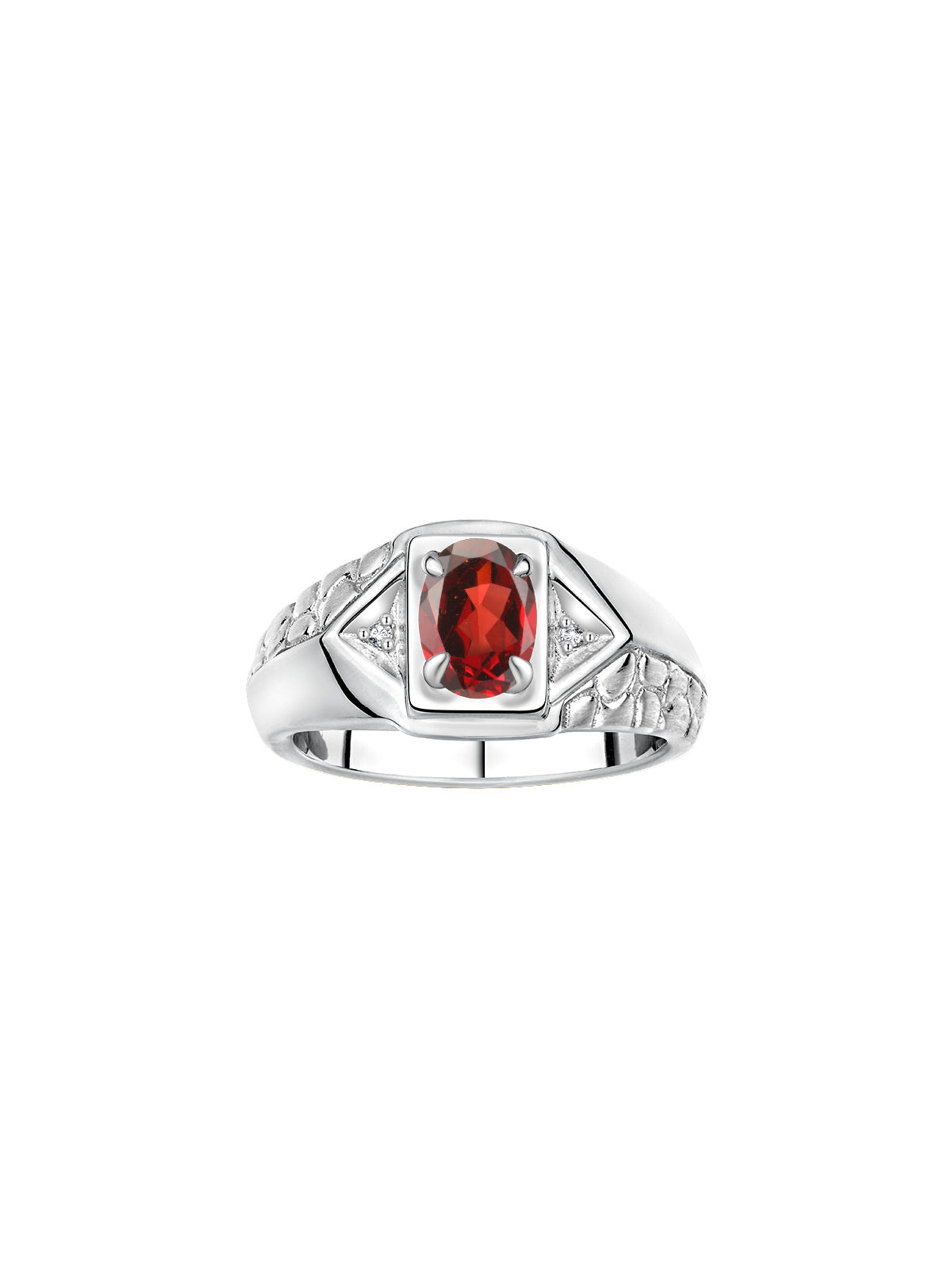 RYLOS Men's Sterling Silver Classic Designer Ring - 7X5MM Oval Gemstone & Sparkling Diamond - Birthstone Rings for Men - Available in Sizes 8 to 13